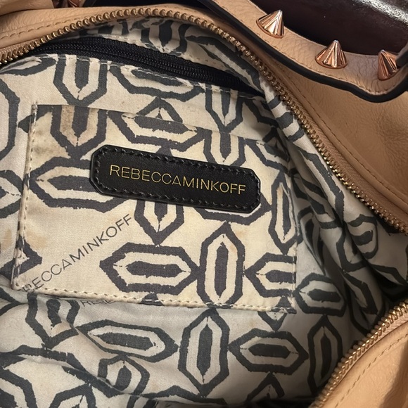 Rebecca Minkoff Bailey Hobo Bag cream Leather studded handle Large Handbag - Picture 2 of 6